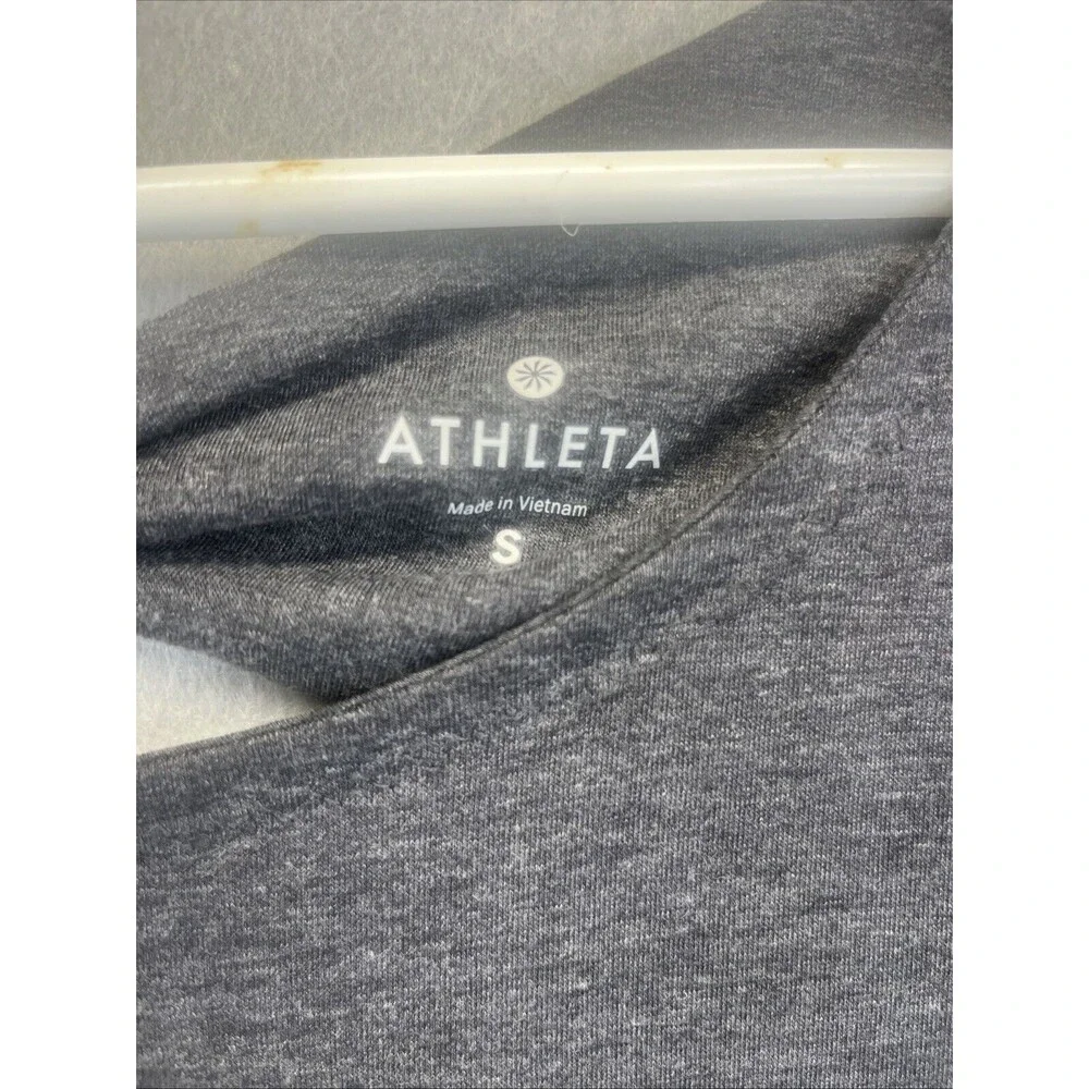 Athleta Top Open Back Heathered Black Draped Long Sleeve Small - Picture 5 of 10